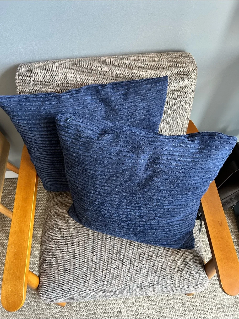 Blue Textured Decorative Throw Pillow Pair